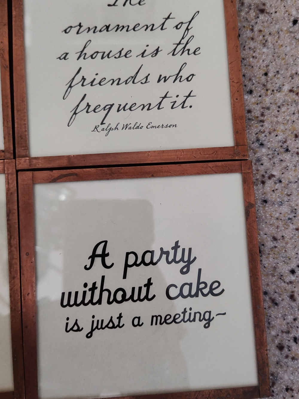 Copper & Glass Coasters Set Of 4 Inspirational with Cream Print - Picture 2 of 10